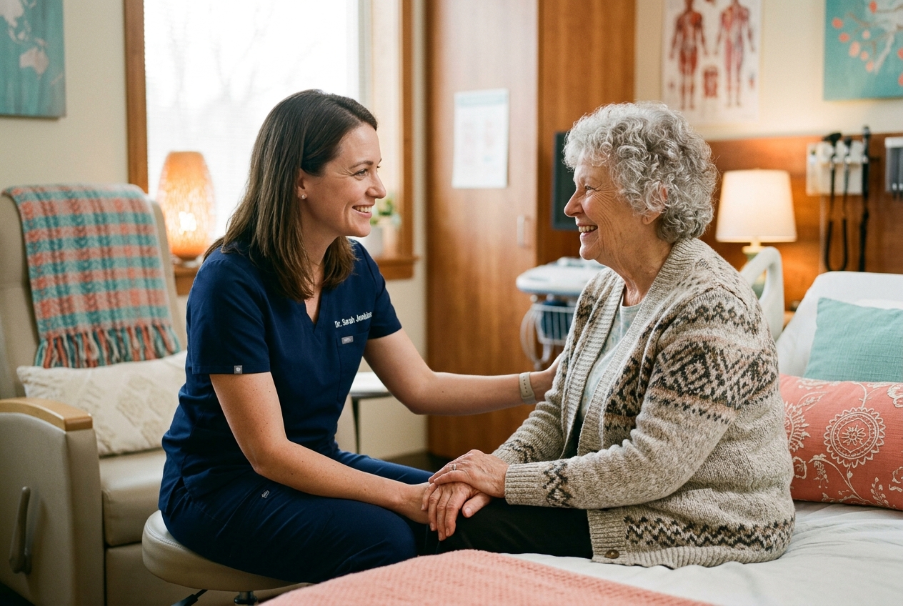 Healthcare professional talking with patient